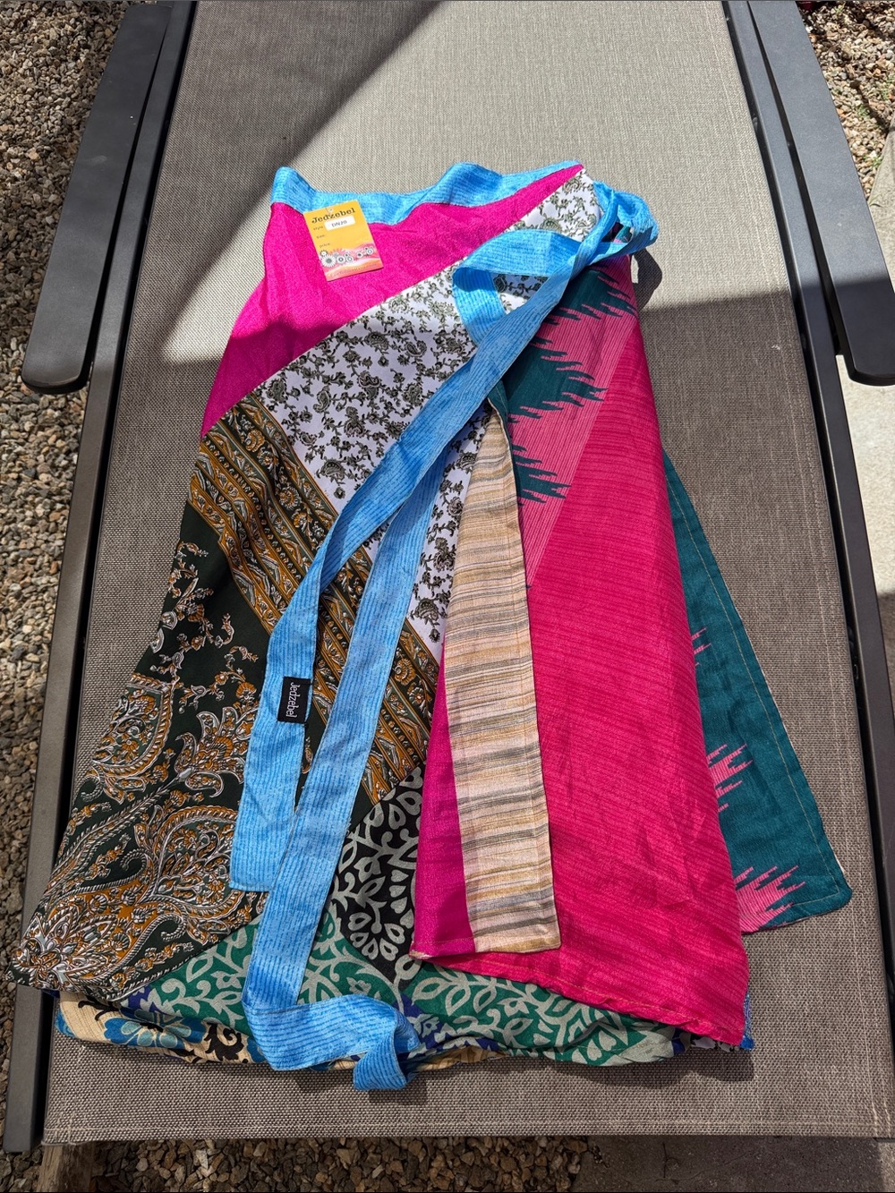 Jezebel Multi-Pattern A-Line Skirt in Magenta, Teal, Blue, Black, Gold
